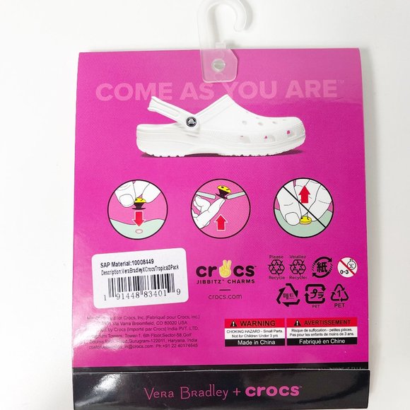 Crocs Uniquely You Vera Bradley Crocs Tropical Jibbitz 3-Pack NEW - Picture 6 of 9